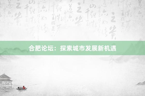 合肥论坛：探索城市发展新机遇