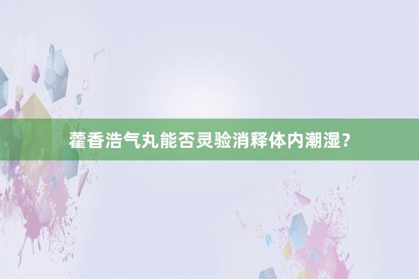 藿香浩气丸能否灵验消释体内潮湿？